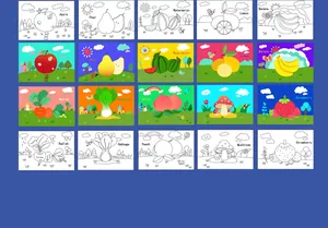 Vista dettagliata delle carte antigraffio a doppia faccia per bambini con motivi di frutta