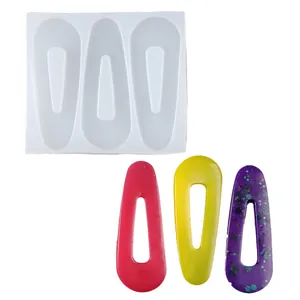 Molde de silicona para pinzas de pelo DIY resina con clips geométricos de colores