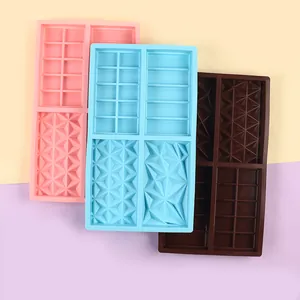 Lot de moules rectangulaires en silicone multicolores pour chocolat à 6 cavités motifs