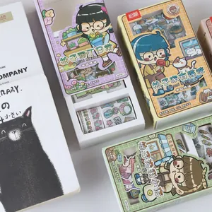 Cute cartoon journal sticker and washi tape gift set for DIY diary decoration