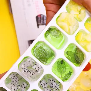 Molde de silicona blanca para cubitos de hielo de 14 rejillas para frutas caseras