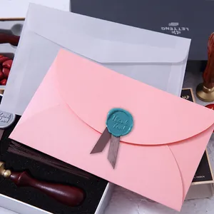 Creative vintage wax seal stamp gift set featuring pink envelope and cyan thank you seal