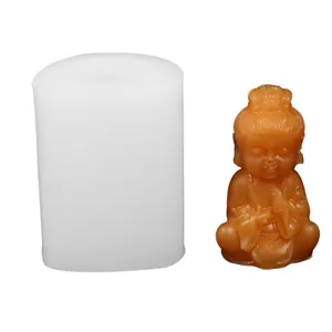 DIY happy little monk Buddha silicone mold for aromatherapy candle and plaster ornament