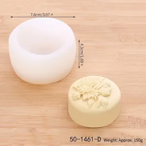 Round silicone mold for DIY flower and portrait relief soap candle making