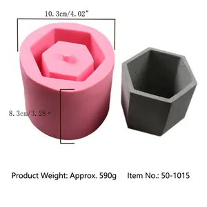 Vue détaillée du moule en silicone hexagonal pour pots de fleurs avec dimensions
