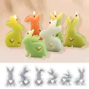 Easter Bunny Silicone Mold For Aromatherapy Candle Making Heart Shaped Rabbit Plaster Mold DIY Cute Easter Bunny Ornament Resin Mold