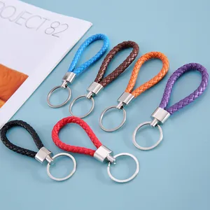 Colorful braided leather keychain collection, stylish DIY accessories for gifts and keys.