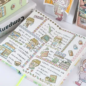 Cute cartoon stickers and decorative tapes set for DIY journaling and scrapbooking