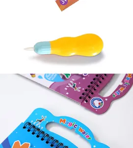 Detailed view of magic water painting book with portable water pen for kids creativity