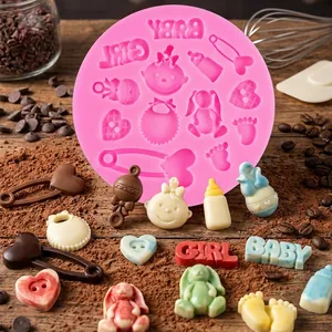 Baby Girl Silicone Mold 3D Fondant Chocolate Mold For Cake Decoration Baby Shower Birthday Party Sugarcraft DIY Baking Tool
