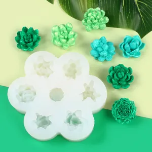 Molde de silicona para suculentas con flores de resina verde para velas hechas a mano