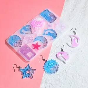 Stampo in Resina di Silicone DIY Forma di Luna Cuore Foglia Zampa di Gatto per Creazione di Orecchini Collane Portachiavi Pendenti