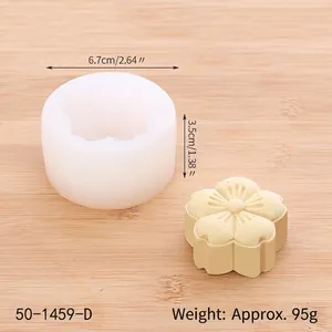 Detailed view of flower silicone mold showing dimensions and sample flower soap
