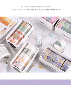 Detail view of creative floral PET washi tape gift sets for DIY journal decoration