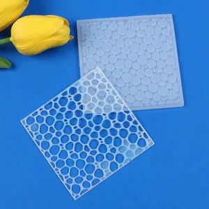 Square silicone mold with water ripple pattern for DIY resin coaster or cake decoration