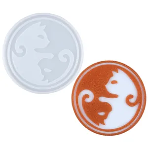 DIY circular silicone mold for cat Yin-Yang pattern resin coasters and home decor