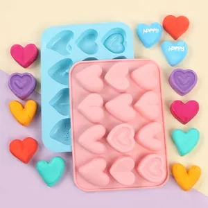 Heart Shaped Silicone Mold Ice Cube Tray Chocolate Candy Cake Mold Flexible Reusable DIY Baking Tool For Kitchen Valentine Party