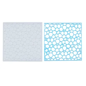 DIY ocean water ripple textured square silicone mold set for coasters and cake decorations