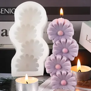 Stackable daisy flower silicone mold for DIY aromatherapy candles and handmade soap making