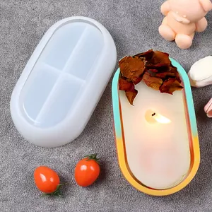 Stampo in Silicone a Forma di Barca Ovale per Fai da Te Tazza per Candela Profumata Fatta a Mano Strumenti di Colata in Resina
