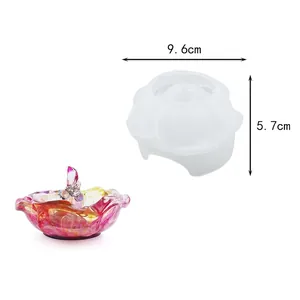 Stampo in silicone a fiore di loto per ciotola gioielli, diametro 9,6 cm e altezza 5,7 cm