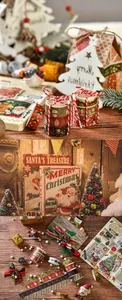 Detailed macro view of 6-roll Christmas washi tape set featuring vintage festive patterns