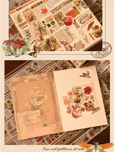 Nahaufnahme von Vintage-Washi-Tape und Tierstickern auf einer Retro-Journal-Seite.