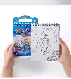 Close-up of children's reusable magic water coloring book with princess design