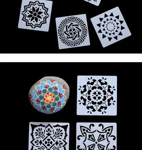 Detailed mandala stencils set for creative DIY painting on stone, walls and furniture