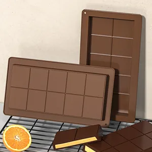 Flexible Silicone Chocolate Mold Rectangular Cavity Waffle Strip Bar Candy Mold DIY Baking Tools For Home Kitchen Brown