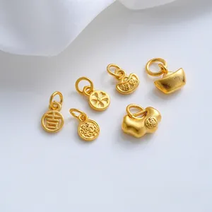 Messing 24K Verguld Chinese Gunstige Hangers Geluksslot Yuanbao Pendants Voor DIY Armband Ketting Sieraden Maken Accessoire