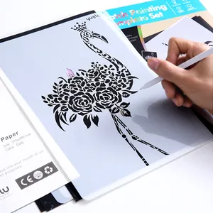 Set di stencil per pittura a graffio YUELU A4 con design a fenicottero e pennino