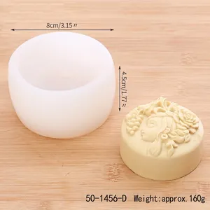 Detailed view of girl floral silicone mold with dimensions for DIY soap making