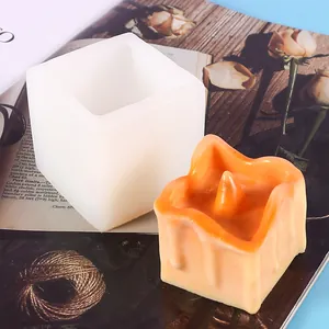 Stampo in silicone bianco quadrato per candela profumata fai-da-te con effetto cera fusa
