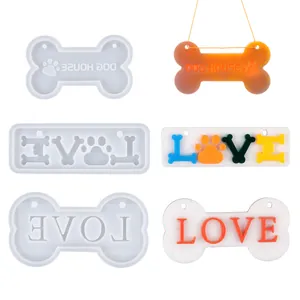 DIY dog bone shaped silicone resin molds set for making pet tags and ornaments