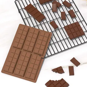 6-cavity rectangular chocolate silicone mold for DIY baking bars and waffle shapes