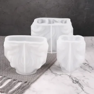Set of three white silicone shell molds for DIY scented candle and resin art casting projects