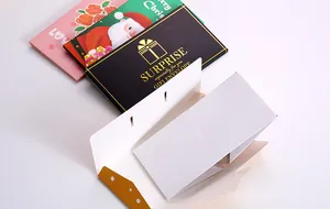 Detail of DIY folding explosion bounce box with various envelope designs for surprises