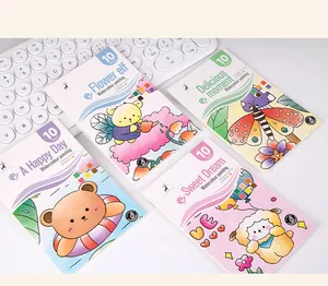 Set of four portable children's watercolor painting books with cute cartoon covers