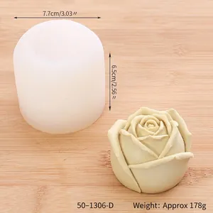Detailed rose flower silicone mold for DIY candle making with size markings in cm and inch