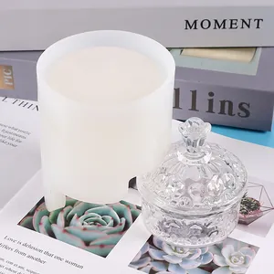 Detail view of DIY silicone resin mold and finished decorative crystal jar