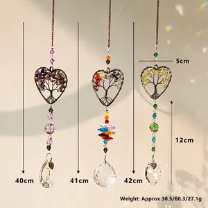 Heart Tree of Life crystal suncatcher hanging ornament for garden window decoration
