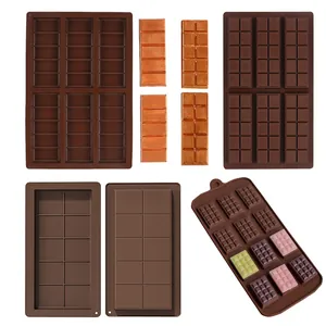 Set of 6-cavity rectangular and waffle-shaped chocolate silicone baking molds