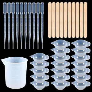 Kit de herramientas para resina DIY con vaso medidor de 100ml pipetas y palos madera