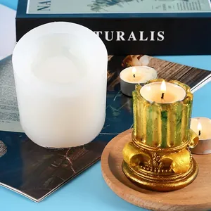 Molde de Silicona de Columna Romana Retro Europeo para Bricolaje Vela Perfumada Yeso Resina Artesanía Molde de Candelabro