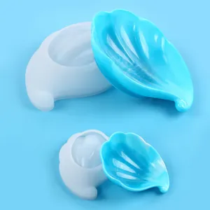 Detail view of shell-shaped silicone molds for DIY resin trays and candle making