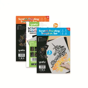Set pittura a graffio YUELU A4 per bambini con stencil di unicorni e architettura fai-da-te