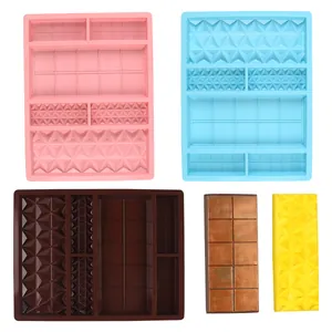 Moules à chocolat rectangulaires en silicone avec motifs géométriques pour la pâtisserie