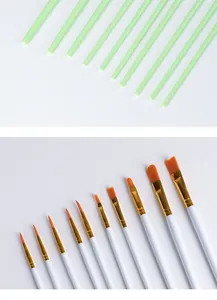 Detail view of 10pcs nylon artist paint brush set for watercolor and acrylic painting