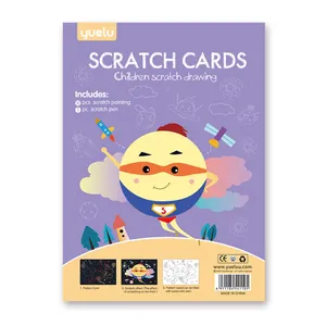 Set di carte da grattare fai-da-te Yuelu per bambini con supereroe cartone e penna
